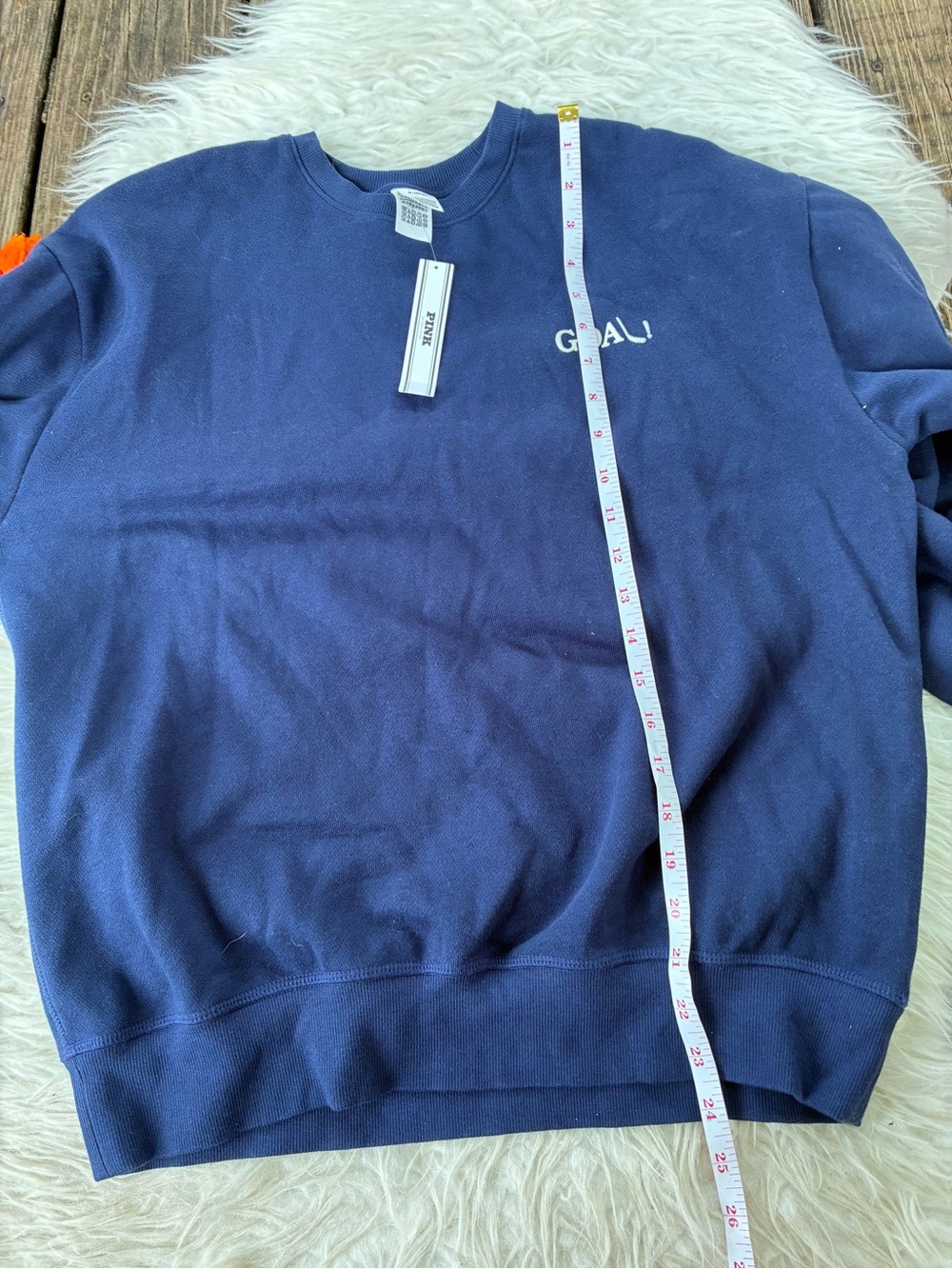 🌺NWT PINK Victoria's Secret Navy Crewneck Sweatshirt with 'GOAL' Logo🌺 - Picture 2 of 7